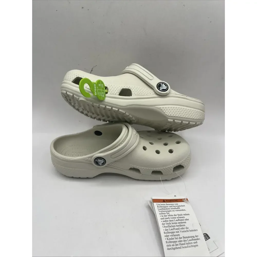 Crocs Kids Unisex Classic Clog Slip-On Sz US C13 20691-0HZ Ivory Gray NWT